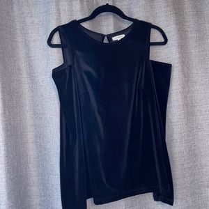 Velvet black cold shoulder top